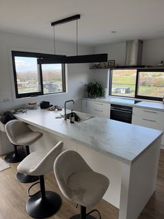 Kitchen island and floors — before