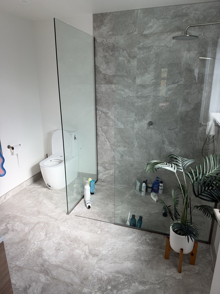 Tiled bathroom — before