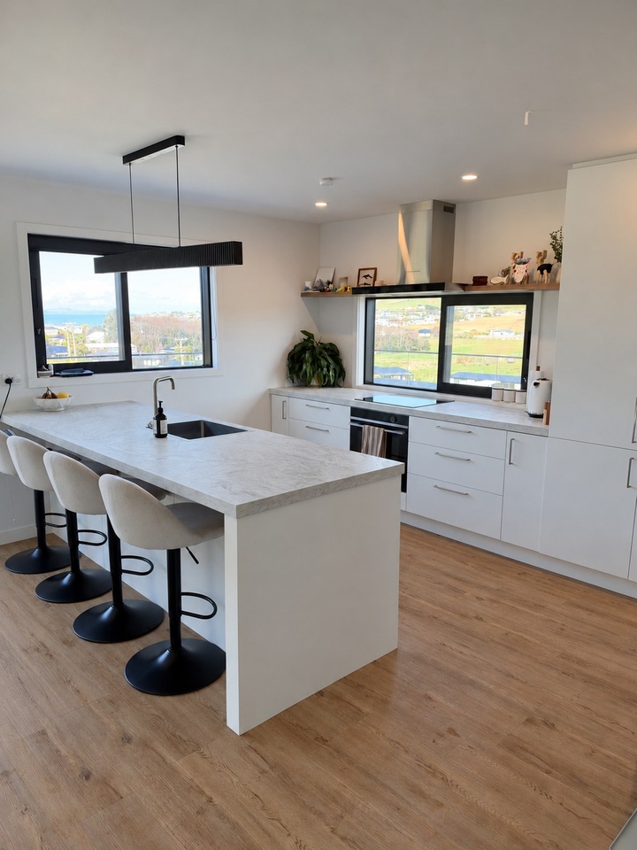 Kitchen island and floors — after
